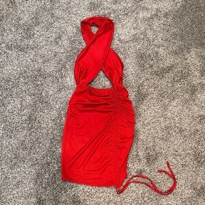 Fashion Nova Vibrant Red Backless Dress